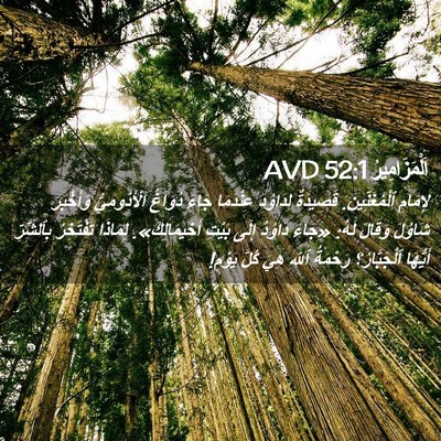 Picture 02 - اَلْمَزَامِيرُ 52:1 AVD - لِإِمَامِ ٱلْمُغَنِّينَ. - Bible Verse Picture