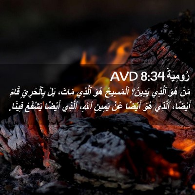 Picture 02 - رُومِيَةَ 8:34 AVD - مَنْ هُوَ ٱلَّذِي يَدِينُ؟ - Bible Verse Picture