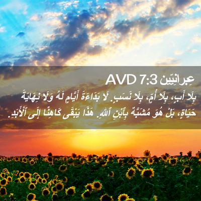 Picture 02 - عِبرانِيّين 7:3 AVD - بِلَا أَبٍ، بِلَا أُمٍّ، - Bible Verse Picture