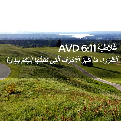 Picture 02 - غَلاطِيَّة 6:11 AVD - اُنْظُرُوا، مَا أَكْبَرَ - Bible Verse Picture
