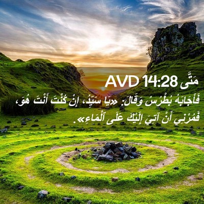 Picture 02 - مَتَّى 14:28 AVD - فَأَجَابَهُ بُطْرُسُ - Bible Verse Picture