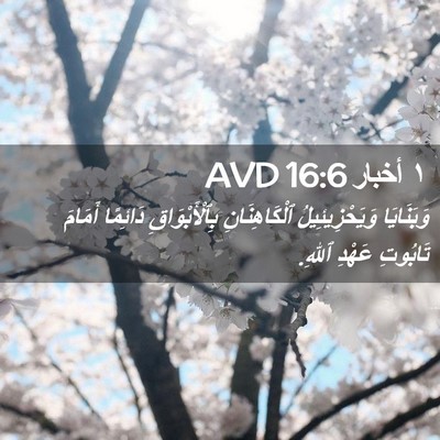 Picture 02 - ١ أخبار 16:6 AVD - وَبَنَايَا وَيَحْزِيئِيلُ - Bible Verse Picture