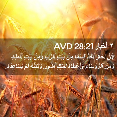 Picture 02 - ٢ أخبار 28:21 AVD - لِأَنَّ آحَازَ أَخَذَ - Bible Verse Picture