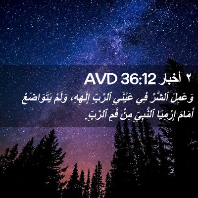 Picture 02 - ٢ أخبار 36:12 AVD - وَعَمِلَ ٱلشَّرَّ فِي - Bible Verse Picture