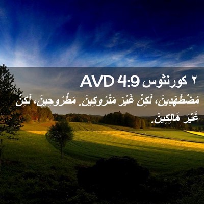 Picture 02 - ٢ كورنثوس 4:9 AVD - مُضْطَهَدِينَ، لَكِنْ - Bible Verse Picture