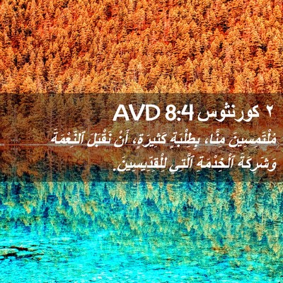 Picture 02 - ٢ كورنثوس 8:4 AVD - مُلْتَمِسِينَ مِنَّا، - Bible Verse Picture