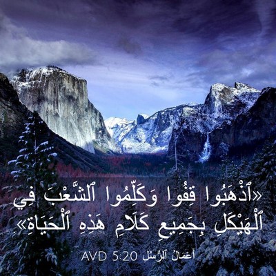 Picture 03 - أَعْمَالُ ٱلرُّسُلِ 5:20 AVD - «ٱذْهَبُوا قِفُوا - Bible Verse Picture
