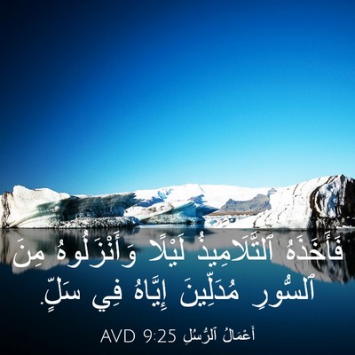 Picture 03 - أَعْمَالُ ٱلرُّسُلِ 9:25 AVD - فَأَخَذَهُ ٱلتَّلَامِيذُ - Bible Verse Picture