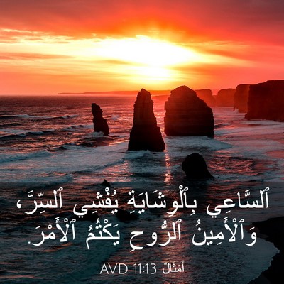 Picture 03 - أَمْثَالٌ 11:13 AVD - ٱلسَّاعِي بِٱلْوِشَايَةِ - Bible Verse Picture