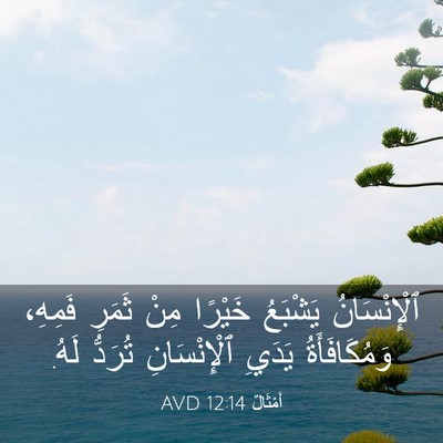 Picture 03 - أَمْثَالٌ 12:14 AVD - ٱلْإِنْسَانُ يَشْبَعُ - Bible Verse Picture
