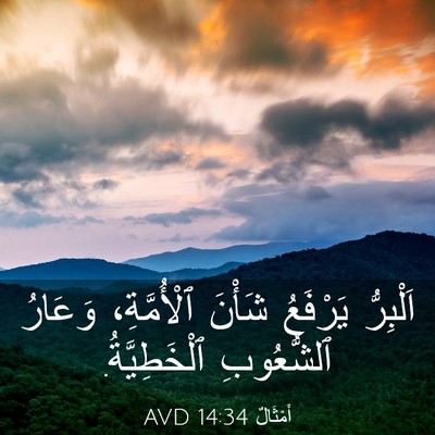 Picture 03 - أَمْثَالٌ 14:34 AVD - اَلْبِرُّ يَرْفَعُ شَأْنَ - Bible Verse Picture