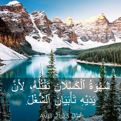 Picture 03 - أَمْثَالٌ 21:25 AVD - شَهْوَةُ ٱلْكَسْلَانِ - Bible Verse Picture