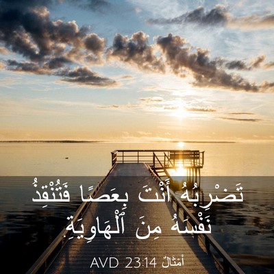 Picture 03 - أَمْثَالٌ 23:14 AVD - تَضْرِبُهُ أَنْتَ بِعَصًا - Bible Verse Picture