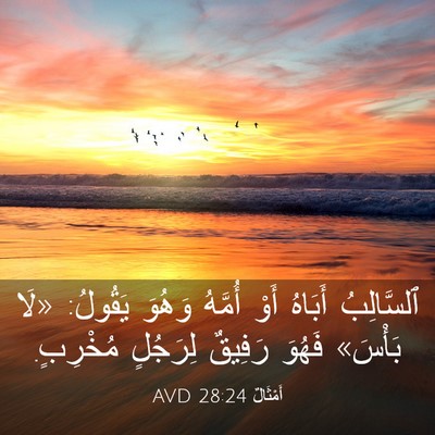 Picture 03 - أَمْثَالٌ 28:24 AVD - ٱلسَّالِبُ أَبَاهُ أَوْ - Bible Verse Picture