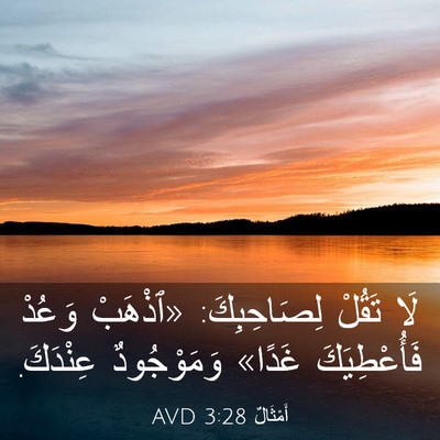 Picture 03 - أَمْثَالٌ 3:28 AVD - لَا تَقُلْ لِصَاحِبِكَ: - Bible Verse Picture