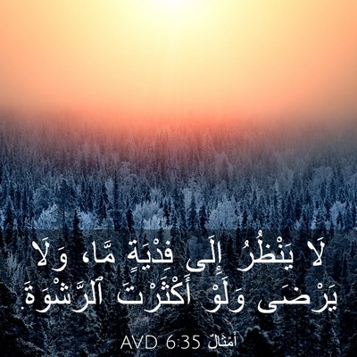 Picture 03 - أَمْثَالٌ 6:35 AVD - لَا يَنْظُرُ إِلَى - Bible Verse Picture