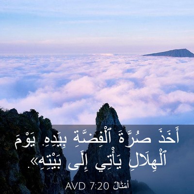 Picture 03 - أَمْثَالٌ 7:20 AVD - أَخَذَ صُرَّةَ ٱلْفِضَّةِ - Bible Verse Picture