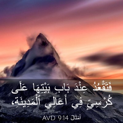Picture 03 - أَمْثَالٌ 9:14 AVD - فَتَقْعُدُ عِنْدَ بَابِ - Bible Verse Picture