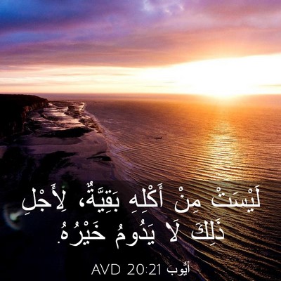 Picture 03 - أَيُّوبَ 20:21 AVD - لَيْسَتْ مِنْ أَكْلِهِ - Bible Verse Picture