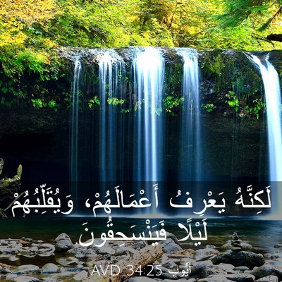 Picture 03 - أَيُّوبَ 34:25 AVD - لَكِنَّهُ يَعْرِفُ - Bible Verse Picture