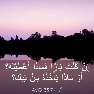 Picture 03 - أَيُّوبَ 35:7 AVD - إِنْ كُنْتَ بَارًّا - Bible Verse Picture