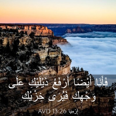 Picture 03 - إِرْمِيَا 13:26 AVD - فَأَنَا أَيْضًا أَرْفَعُ - Bible Verse Picture
