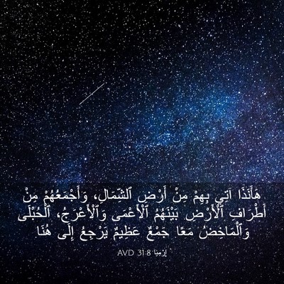 Picture 03 - إِرْمِيَا 31:8 AVD - هَأَنَذَا آتِي بِهِمْ مِنْ - Bible Verse Picture