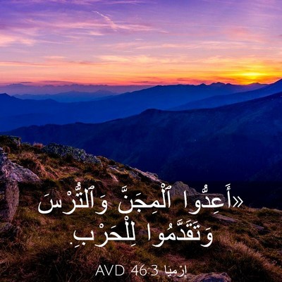 Picture 03 - إِرْمِيَا 46:3 AVD - «أَعِدُّوا ٱلْمِجَنَّ - Bible Verse Picture