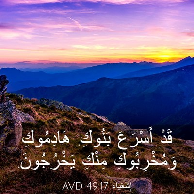 Picture 03 - إِشَعْيَاءَ 49:17 AVD - قَدْ أَسْرَعَ بَنُوكِ. - Bible Verse Picture