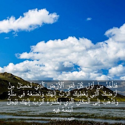 Picture 03 - اَلتَّثْنِيَة 26:2 AVD - فَتَأْخُذُ مِنْ أَوَّلِ - Bible Verse Picture