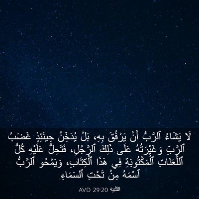 Picture 03 - اَلتَّثْنِيَة 29:20 AVD - لَا يَشَاءُ ٱلرَّبُّ أَنْ - Bible Verse Picture