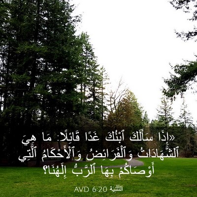 Picture 03 - اَلتَّثْنِيَة 6:20 AVD - «إِذَا سَأَلَكَ ٱبْنُكَ - Bible Verse Picture