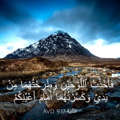 Picture 03 - اَلتَّثْنِيَة 9:17 AVD - فَأَخَذْتُ ٱللَّوْحَيْنِ - Bible Verse Picture