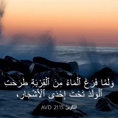 Picture 03 - اَلتَّكْوِينُ 21:15 AVD - وَلَمَّا فَرَغَ ٱلْمَاءُ - Bible Verse Picture