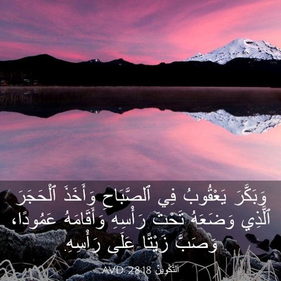 Picture 03 - اَلتَّكْوِينُ 28:18 AVD - وَبَكَّرَ يَعْقُوبُ فِي - Bible Verse Picture