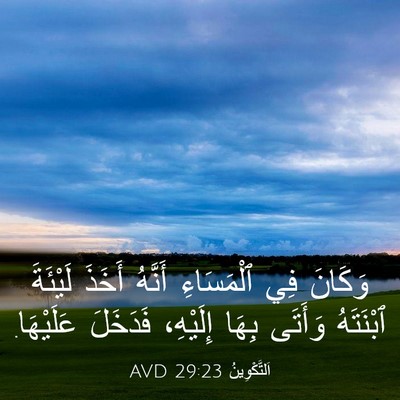 Picture 03 - اَلتَّكْوِينُ 29:23 AVD - وَكَانَ فِي ٱلْمَسَاءِ - Bible Verse Picture