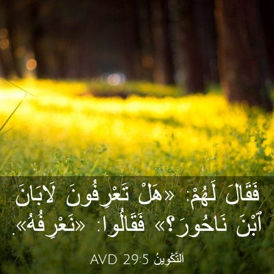 Picture 03 - اَلتَّكْوِينُ 29:5 AVD - فَقَالَ لَهُمْ: «هَلْ - Bible Verse Picture