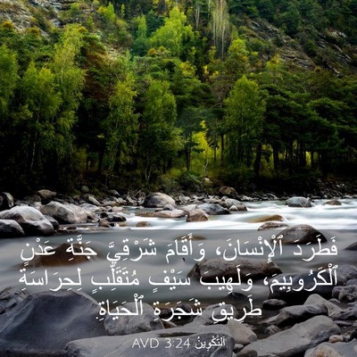 Picture 03 - اَلتَّكْوِينُ 3:24 AVD - فَطَرَدَ ٱلْإِنْسَانَ، - Bible Verse Picture