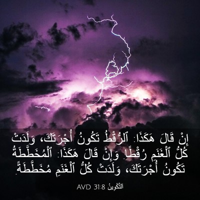Picture 03 - اَلتَّكْوِينُ 31:8 AVD - إِنْ قَالَ هَكَذَا: - Bible Verse Picture
