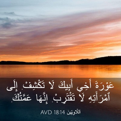 Picture 03 - اَللَّاوِيِّينَ 18:14 AVD - عَوْرَةَ أَخِي أَبِيكَ لَا - Bible Verse Picture