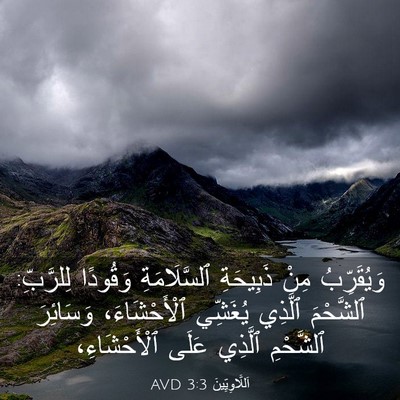 Picture 03 - اَللَّاوِيِّينَ 3:3 AVD - وَيُقَرِّبُ مِنْ - Bible Verse Picture