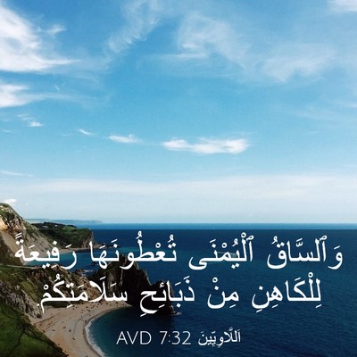 Picture 03 - اَللَّاوِيِّينَ 7:32 AVD - وَٱلسَّاقُ ٱلْيُمْنَى - Bible Verse Picture