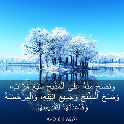 Picture 03 - اَللَّاوِيِّينَ 8:11 AVD - وَنَضَحَ مِنْهُ عَلَى - Bible Verse Picture