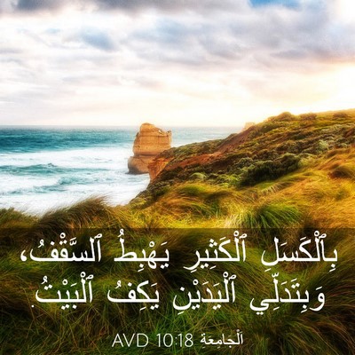 Picture 03 - اَلْجَامِعَةِ 10:18 AVD - بِٱلْكَسَلِ ٱلْكَثِيرِ - Bible Verse Picture