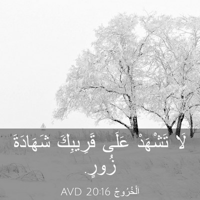Picture 03 - اَلْخُرُوجُ 20:16 AVD - لَا تَشْهَدْ عَلَى - Bible Verse Picture