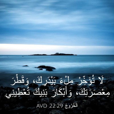 Picture 03 - اَلْخُرُوجُ 22:29 AVD - لَا تُؤَخِّرْ مِلْءَ - Bible Verse Picture