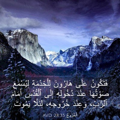Picture 03 - اَلْخُرُوجُ 28:35 AVD - فَتَكُونُ عَلَى هَارُونَ - Bible Verse Picture