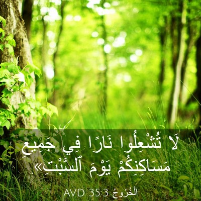 Picture 03 - اَلْخُرُوجُ 35:3 AVD - لَا تُشْعِلُوا نَارًا فِي - Bible Verse Picture