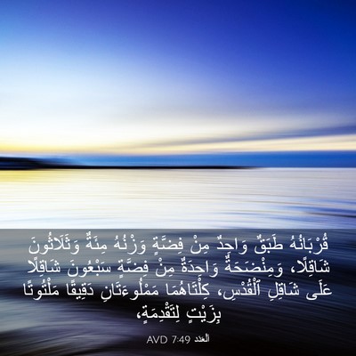 Picture 03 - اَلْعَدَد 7:49 AVD - قُرْبَانُهُ طَبَقٌ - Bible Verse Picture