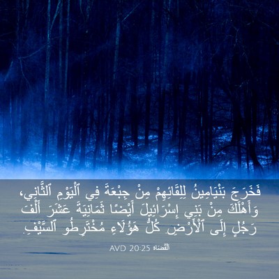 Picture 03 - اَلْقُضَاة 20:25 AVD - فَخَرَجَ بَنْيَامِينُ - Bible Verse Picture